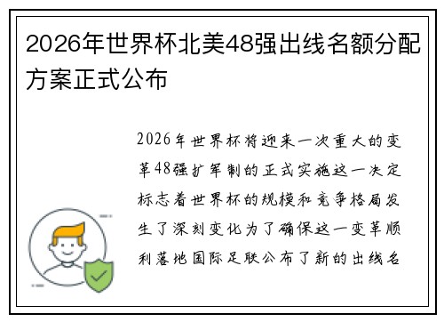2026年世界杯北美48强出线名额分配方案正式公布 2026年世界杯北美48强出线名额分配方案正式公布